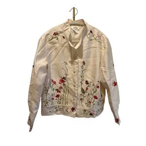 Neiman Marcus Vintage Women Silk Jacket Boho Festival Preppy Old Money Floral 12